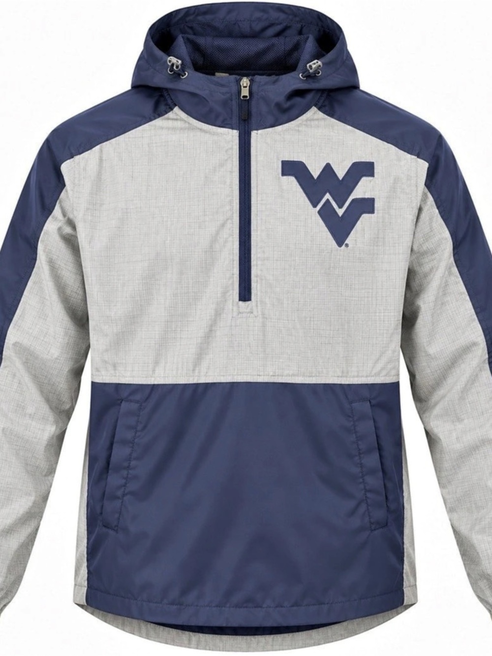 West Virginia Mountaineers G-III Carl Banks Jacket Mens M Gray Navy Half Zip